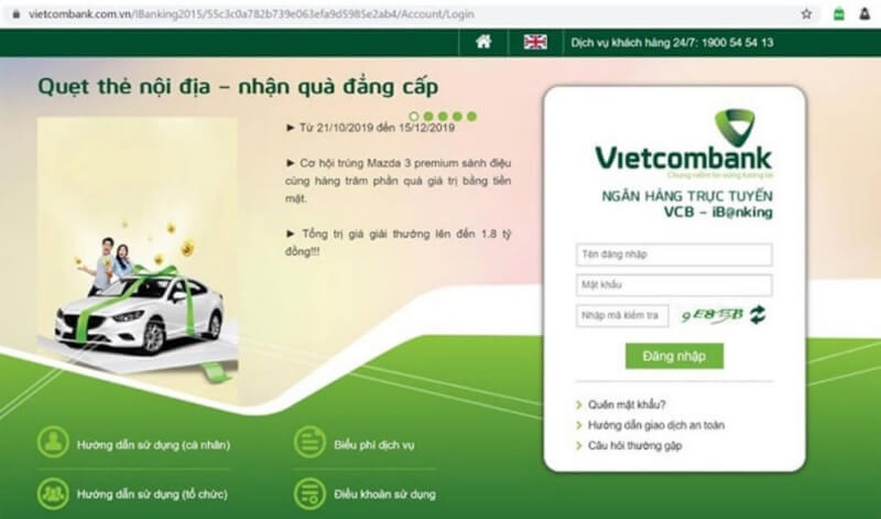 Kiểm tra số dư tài khoản Vietcombank trên máy tính